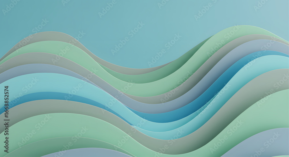 Fototapeta premium Abstract Ocean Waves in Soft Blue and Green Hues