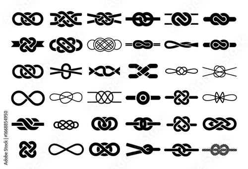 Collection of Black and White Nautical and Decorative Knots
