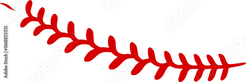 The red stitch or stitching of the baseball Isolated on white background.
