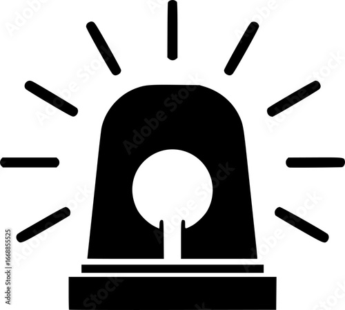 Emergency siren icon. Hazard warning light, ambulance route alarm
