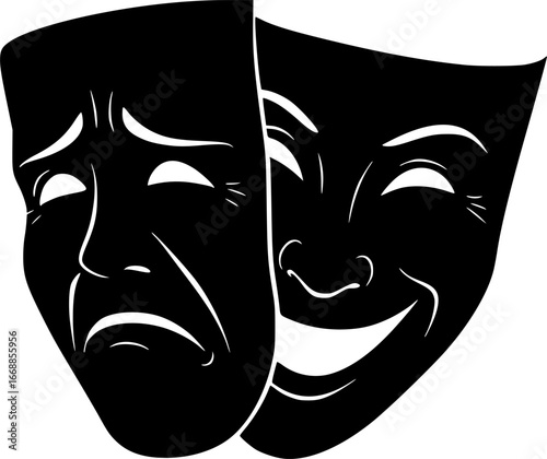 emotional mask Showing drama and comedy movies. Psychological status of patients with bipolar disorder

