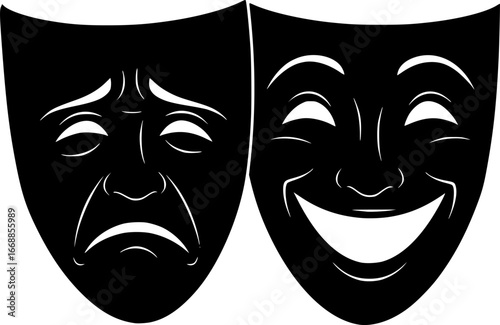 emotional mask Showing drama and comedy movies. Psychological status of patients with bipolar disorder
