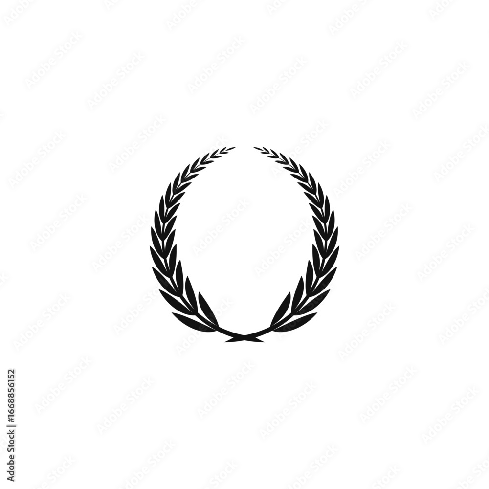 Obraz premium Laurel wreath solid icon vector art, Vector of round laurel wreath silhouette design
