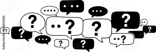 speech bubbles with question marks doubt concept problem solving