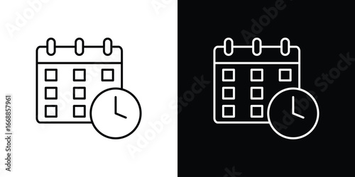 Calendar clock icons. vector symbol illustrations.