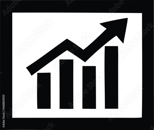 Upward trend graph with bar chart showing growth and positive financial performance data analysis concept