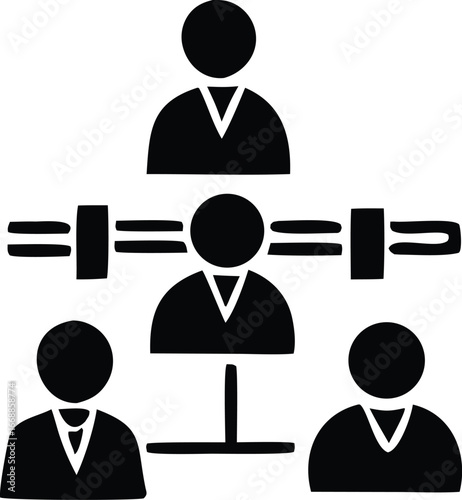 Organizational hierarchy chart icon representing team structure management and company leadership roles