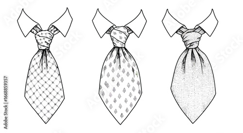 Elegant cravat ensemble showcasing refined neckwear designs on a white canvas
