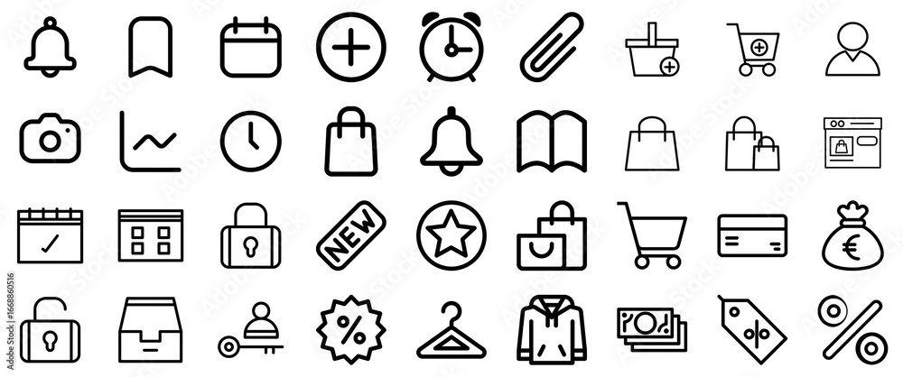 Fototapeta premium Collection of 36 Black and White Icons for Web and App Design