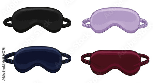 Colorful sleeping masks vector set on white background for slumber party