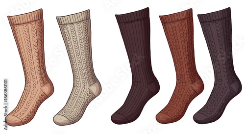 Charming collection of knit socks, warm wool hosiery for winter comfort