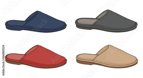 Vivid assortment of cozy slippers enhancing comfort footwear fashion on plain background