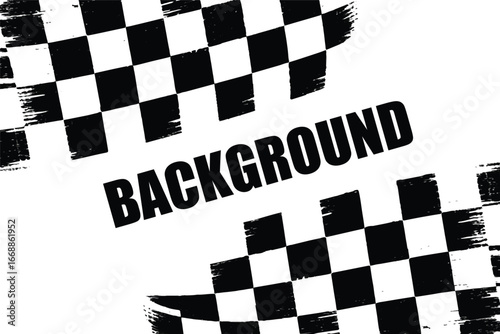 seamless diagonal racing theme background with monochrome checkered flag and motion brushstroke vector design