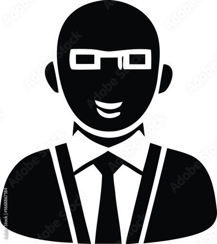 Professional business man icon wearing glasses suit and tie represents professionalism and expertise in digital media