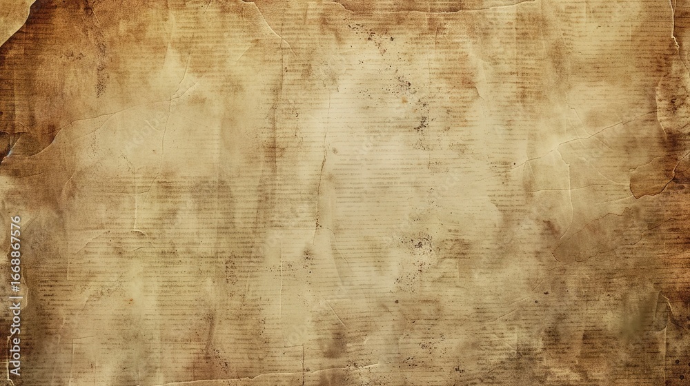 Fototapeta premium Nostalgic Textures: High-Quality Old Paper Style Background Material – Faded Beige and Sepia Tones, Delicate Paper Fibers Visible, Minor Tear Details, and Soft Creases That Mimic Centuries-Old Documen