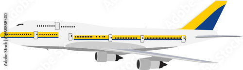 Commercial passenger airplane, jumbo jet aircraft 