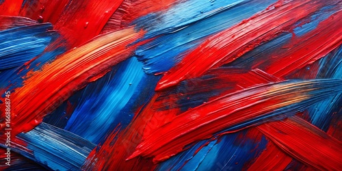 Fototapeta Naklejka Na Ścianę i Meble -  Bold red and blue abstract paint strokes texture