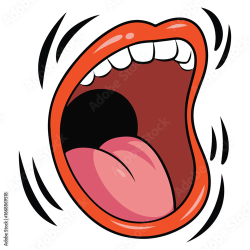 Mouth screaming loudly comical manner vector illustration isolated on white background