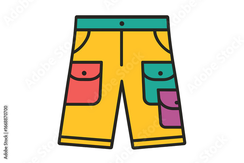 Colorful cargo shorts with multiple pockets in playful design cargo pants pockets