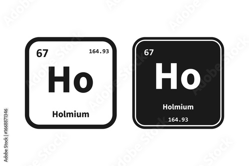 Holmium, Ho, chemical periodic table element icon. The chemical element of the periodic table. Icon with molar mass and atomic number for lab, science or chemistry class.