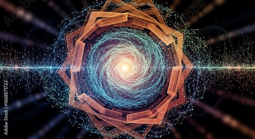 Retrieval augmented generation RAG artificial intelligence neural network data spiral futuristic AI concept abstract visualization
