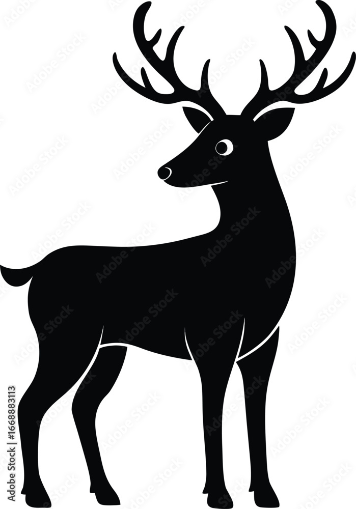 Fototapeta premium Silhouette of a Majestic Stag A Striking Image of Wildlife Artistry and Natural Grace in Monochrome Splendor