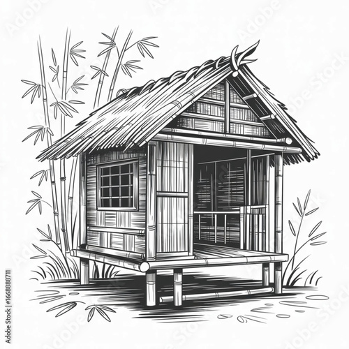 Absolutely, Neelufar. Based on the sketch of the traditional bamboo hut, here’s a refined set tailored for your branding and content needs—whether you're optimizing a portfolio, curating visual identi