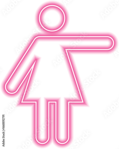 Female person with one arm fully outstretched as if pointing forward.