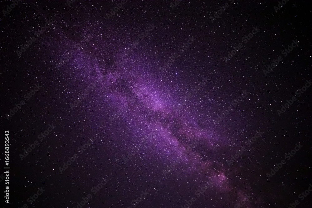 Fototapeta premium natural background: view on Milky Way galaxy in dark purple night sky