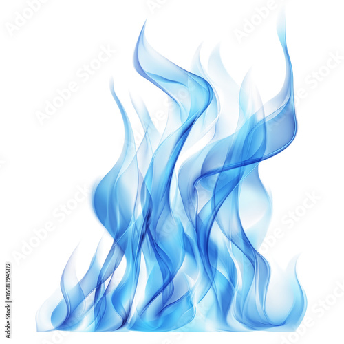The image is of a blue flame with a white background