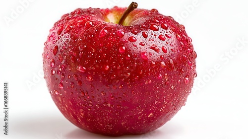 Nice photo of nice photo of red apple with water drops isolated on white background.