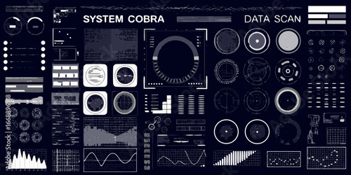 Futuristic Data Scan Interface with Graphs and Displays