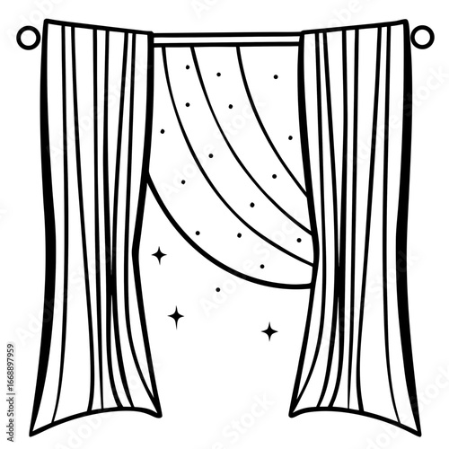 Curtains Orbit Silhouette Illustration