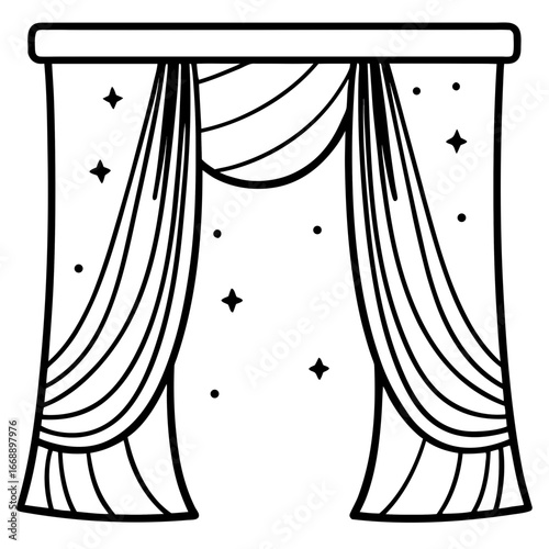 Curtains Orbit Silhouette Illustration
