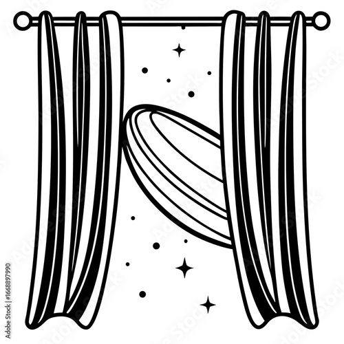 Curtains Orbit Silhouette Illustration