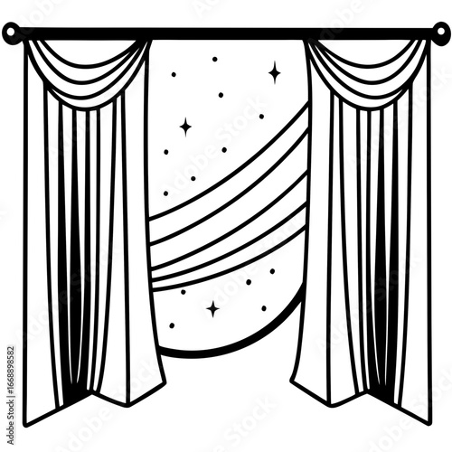 Simple Orbit Curtains Vector Design