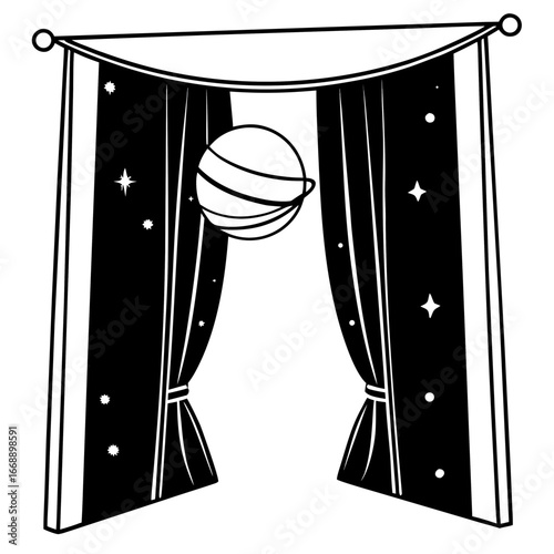Simple Orbit Curtains Vector Design