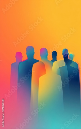 Abstract Human Silhouettes with Vibrant Gradient Colors