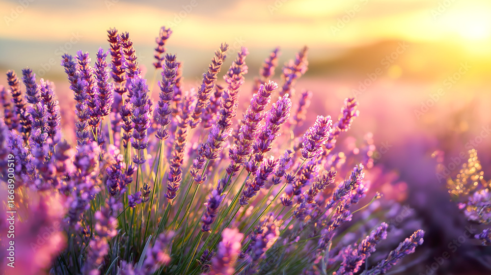Fototapeta premium lavender field at sunset