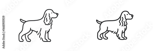 Cocker Spaniel Dog Profile Outline, Minimalist flat design