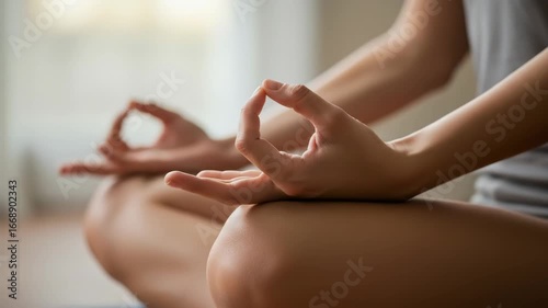 Wallpaper Mural Peaceful Hands in Meditation - Close-up view of a person's hands in a serene meditative mudra, symbolizing peace and tranquility. Torontodigital.ca