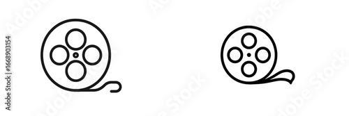 Film Reel Graphic, Minimalist flat design, isolated on white