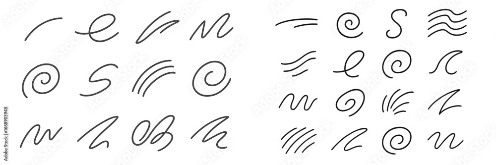 Obraz premium Abstract Swirls and Lines Art, Minimalist flat design