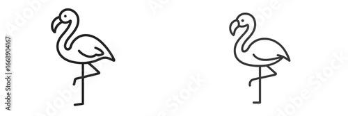 Flamingo standing on one leg, Minimalist flat design