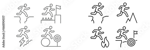 Person overcoming obstacles and challenges to reach goals