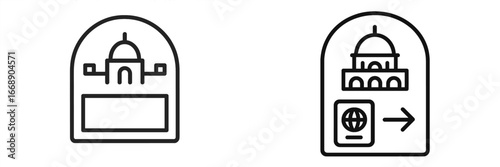 Passport Control Booth Icon for Travel and Immigration