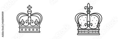 Royal Crown Outline Collection, Minimalist flat design