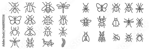 Insect Icons Collection, Minimalist flat design