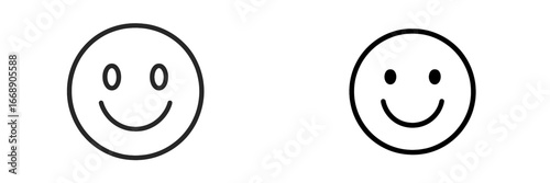 Smiley face outline icon, Minimalist flat design