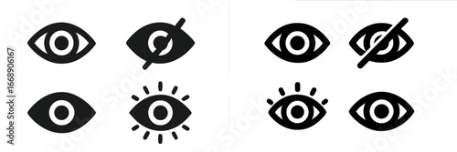 Eye Icons Collection, Minimalist flat design, isolated on white